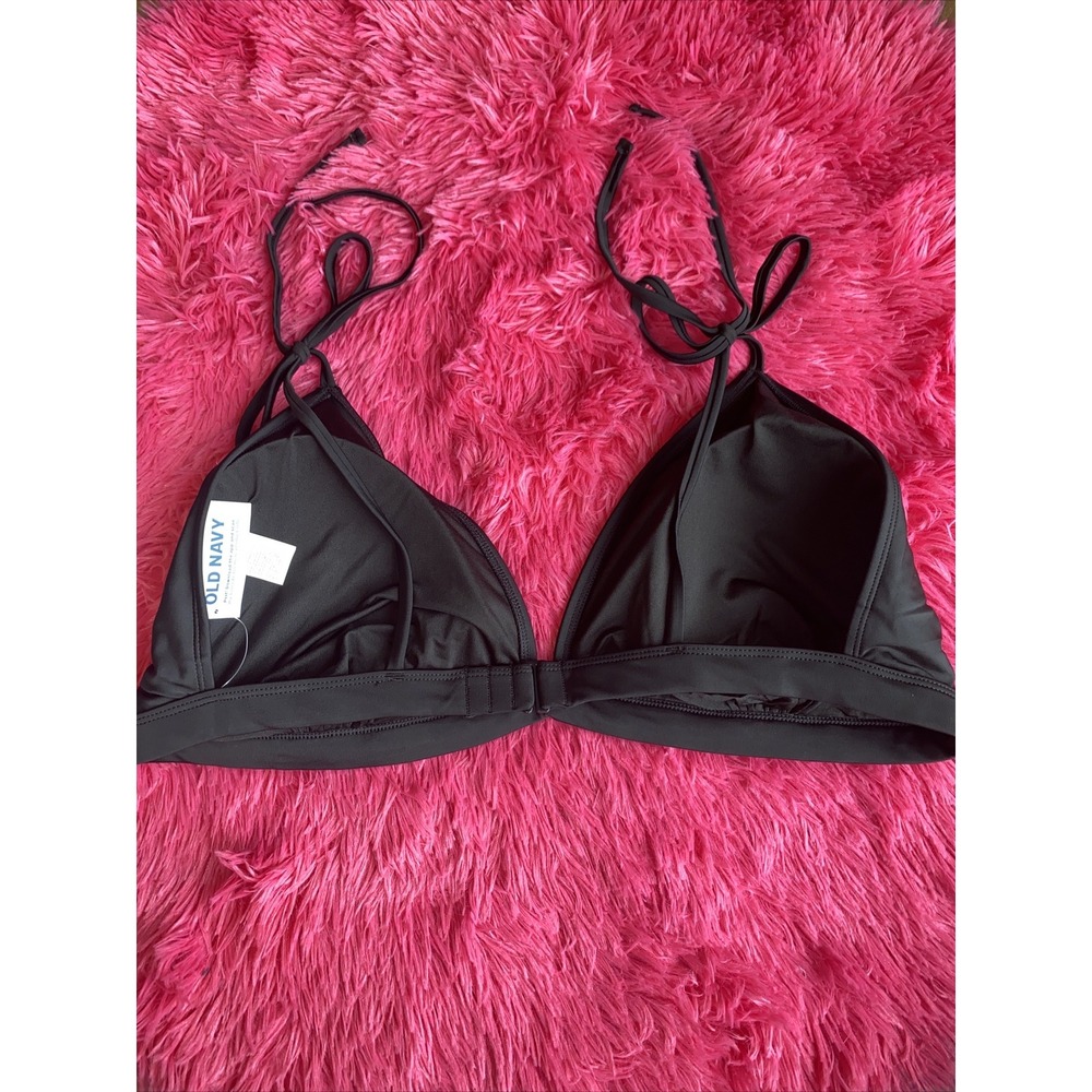 Old Navy Women's‎ Americana Tie-Shoulder Triangle Bikini Top Black Jack XXL - Picture 2 of 2
